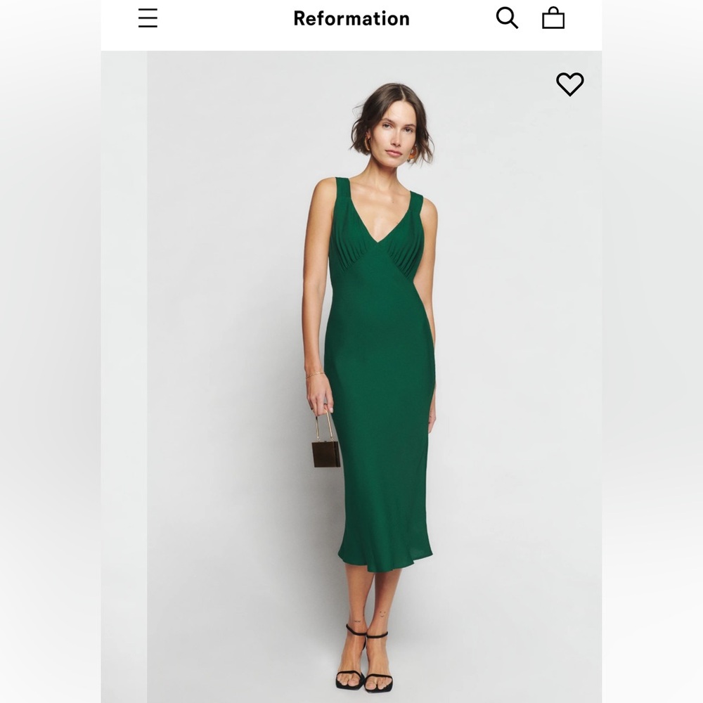 Reformation Brauden Dress, Size XS, Color Emerald